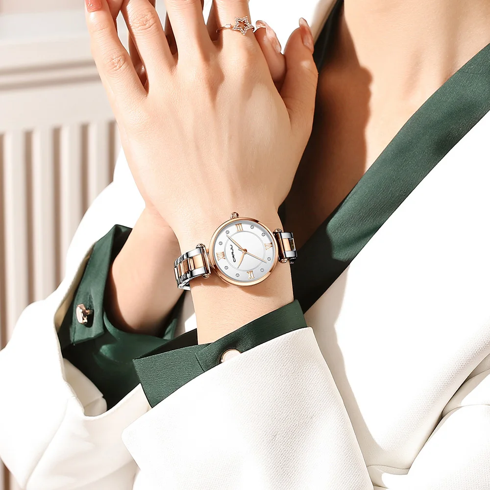 Женские часы CRRJU Модные Роскошные Синие для женщин повседневные