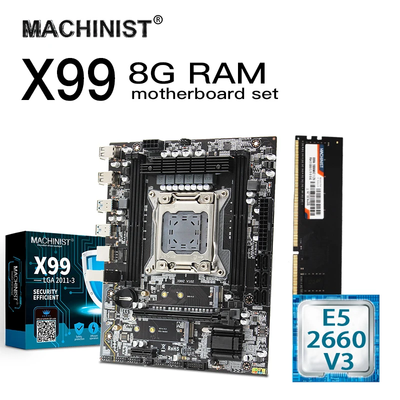 X99 материнская плата комплект с Intel Ксеон E5 2660 V3 LGA 2011 3 Процессор 8 Гб DDR4 память ECC REG