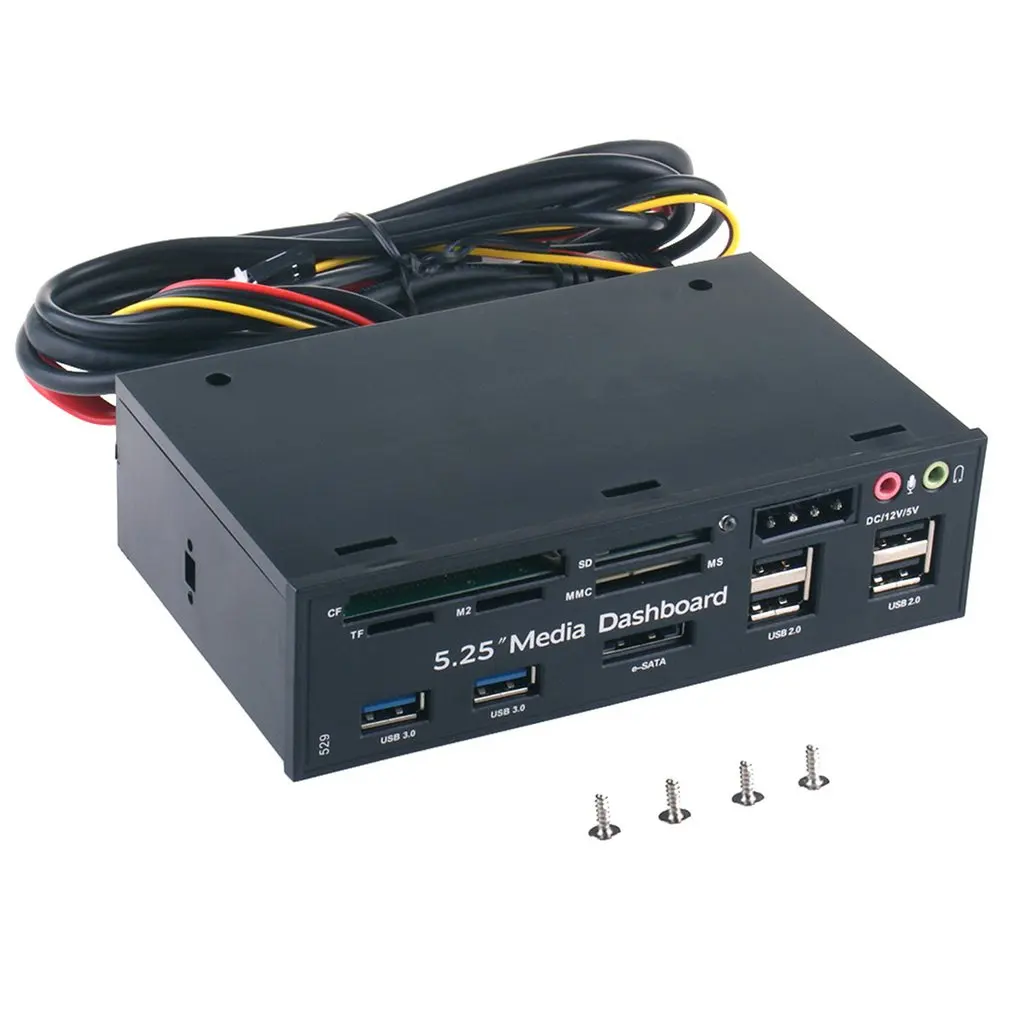 5 25 ''Pc Передняя панель приборная медиа Usb 3 0 концентратор аудио Esata Sata кардридер
