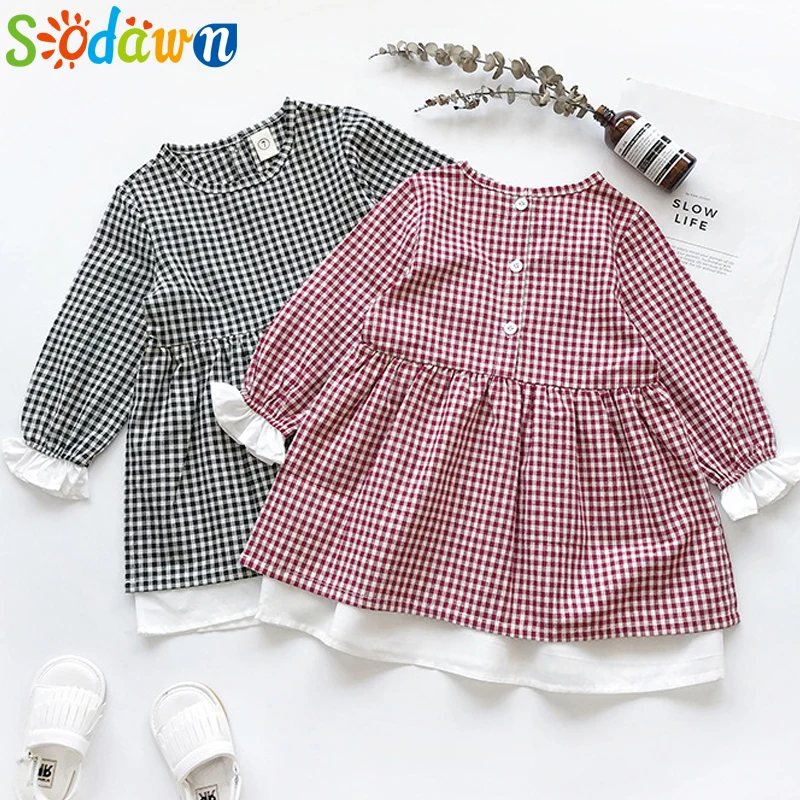 Sodawn/осеннее платье для девочек повседневная одежда маленьких вечерние платья в