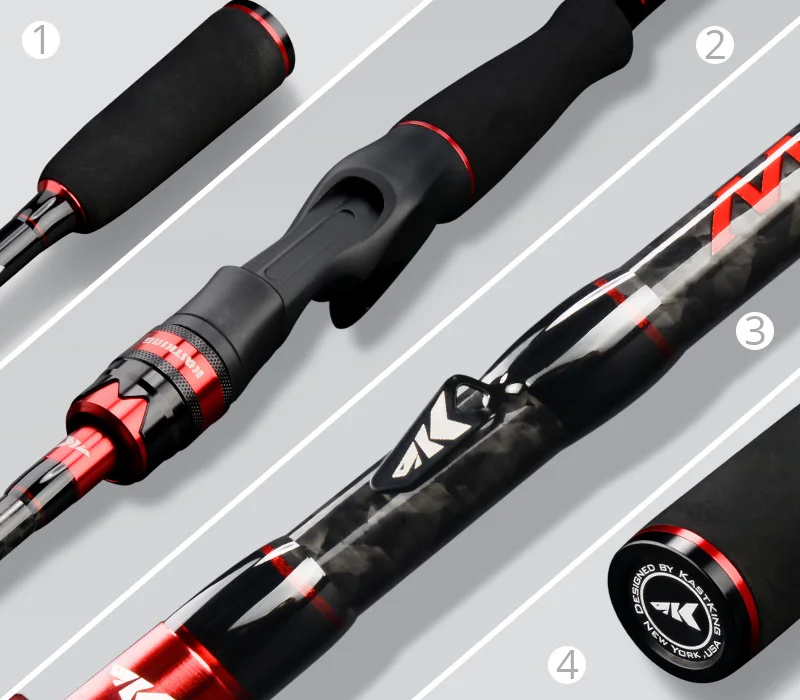 KastKing Max Steel Light Spinning Casting Fishing Rod with 24 Ton Carbon Fiber SiC Rings 1.80m 1.98m 2.13m 2.28m Silver Red Gray