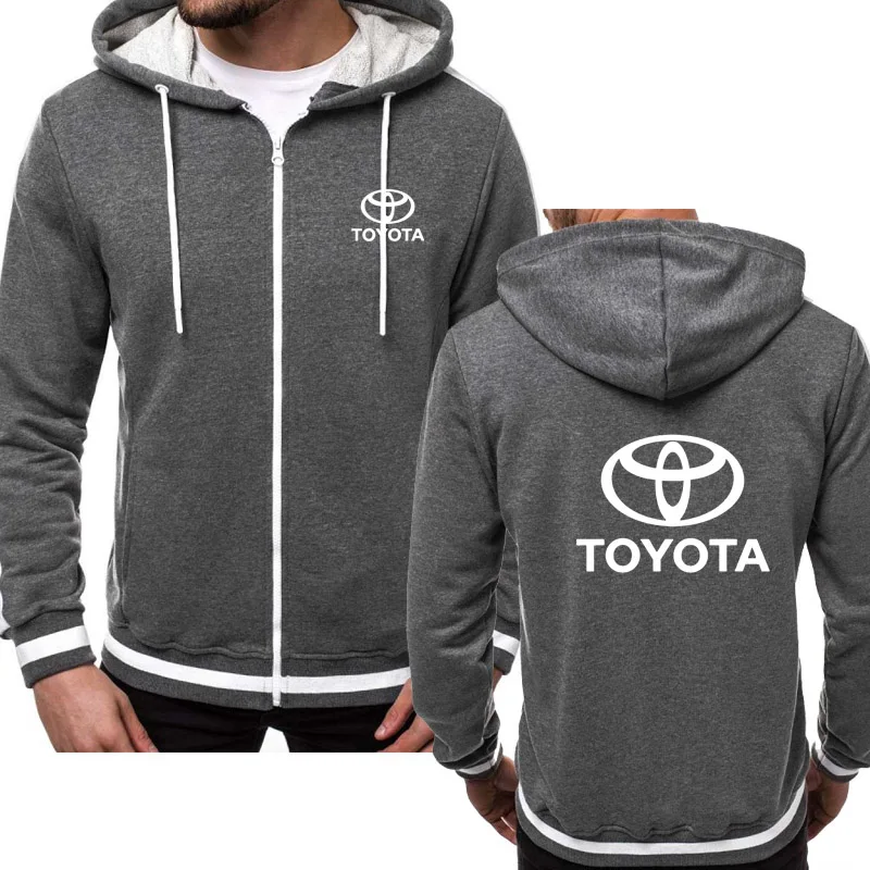 

New Jacket Men Toyota Car Logo Print Casual HipHop Harajuku color Hooded Fleece Mens Sweatshirts zipper Hoodies Mans Coat 12