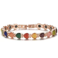 fashion women jewelry health care magnet inlay chain bracelet golden heart cut opal tennis bracelets for women gift jewelry