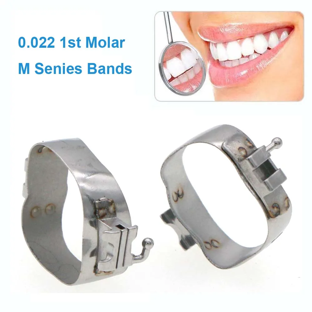 

80Pcs Dental Orthodontic 1st Molar Bands M Series Prewelded With Conv Sgl Buccal Tube Roth22&Lingual Sheath With Hook 34+#-39#