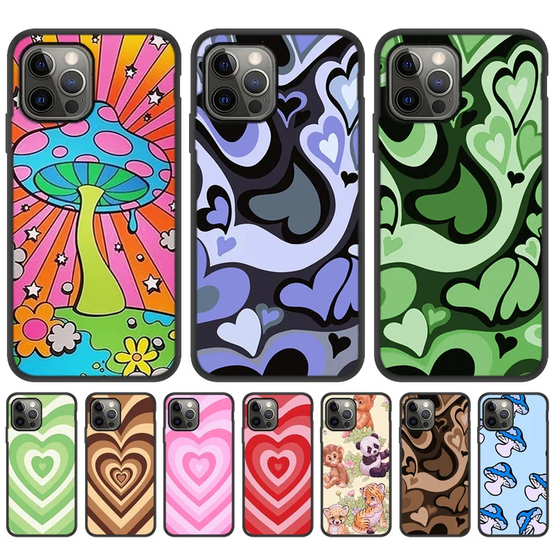 Heart Circle Case For Iphone 11 Pro 12 13 14 Pro Max 7 8 Plus XR XS Max X 12 Mini 6 6S SE 2020 Cover Shell Iphone11 Funda Coque