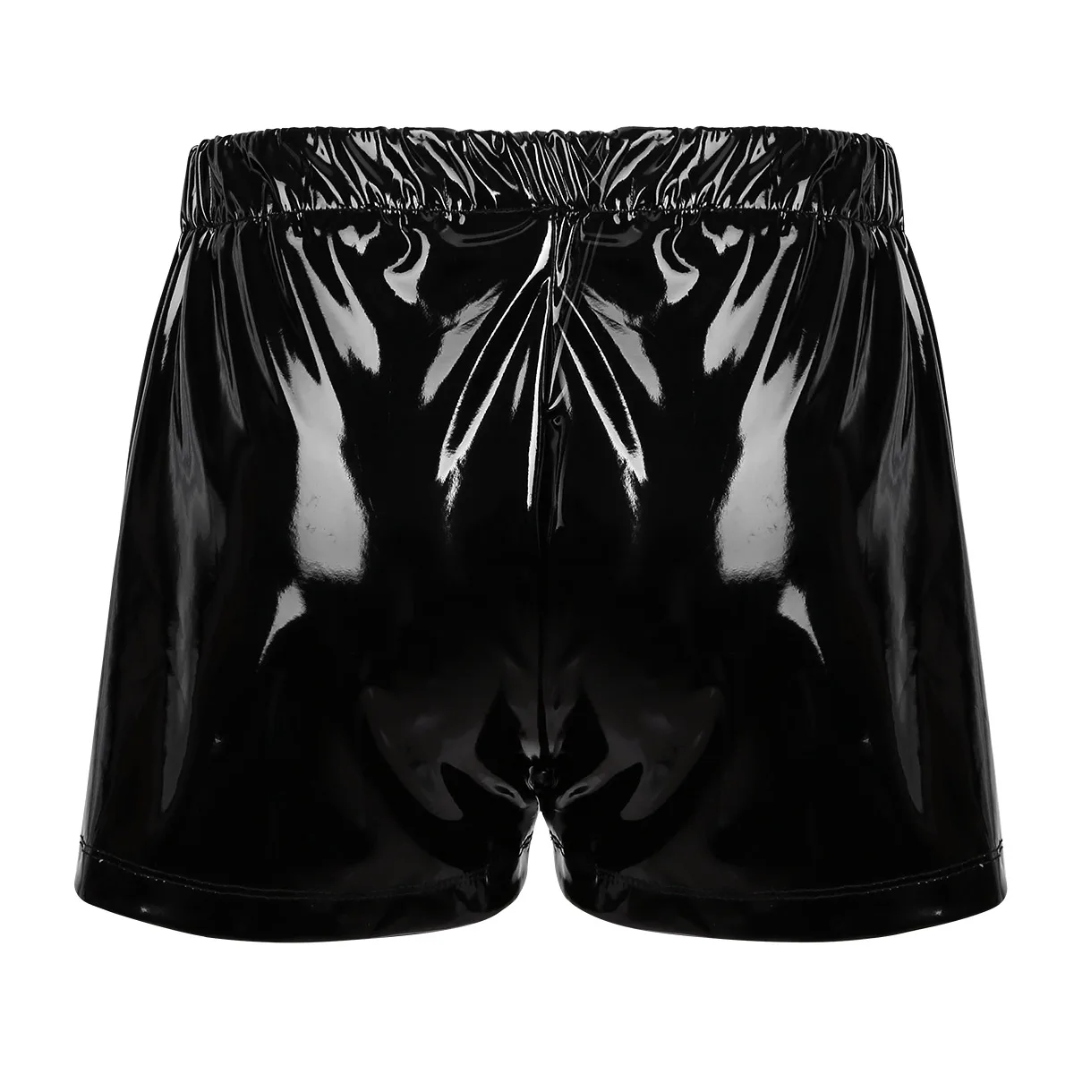 Модные женские черные мокрого вида из искусственной кожи с высокой талией