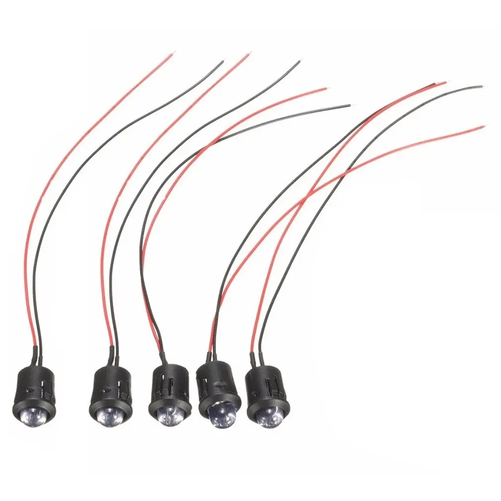 

5pcs 12v 10mm Waterproof Pre-wired Constant Led Ultra Bright Water Transparent Bulb Indicator Signals Light