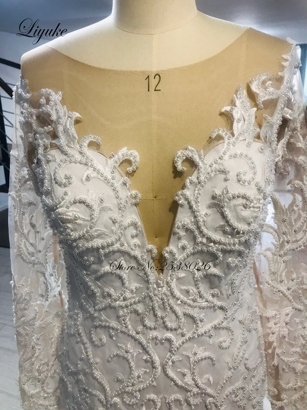 Сексуальное свадебное платье-Русалка с длинным рукавом и v-образным вырезом