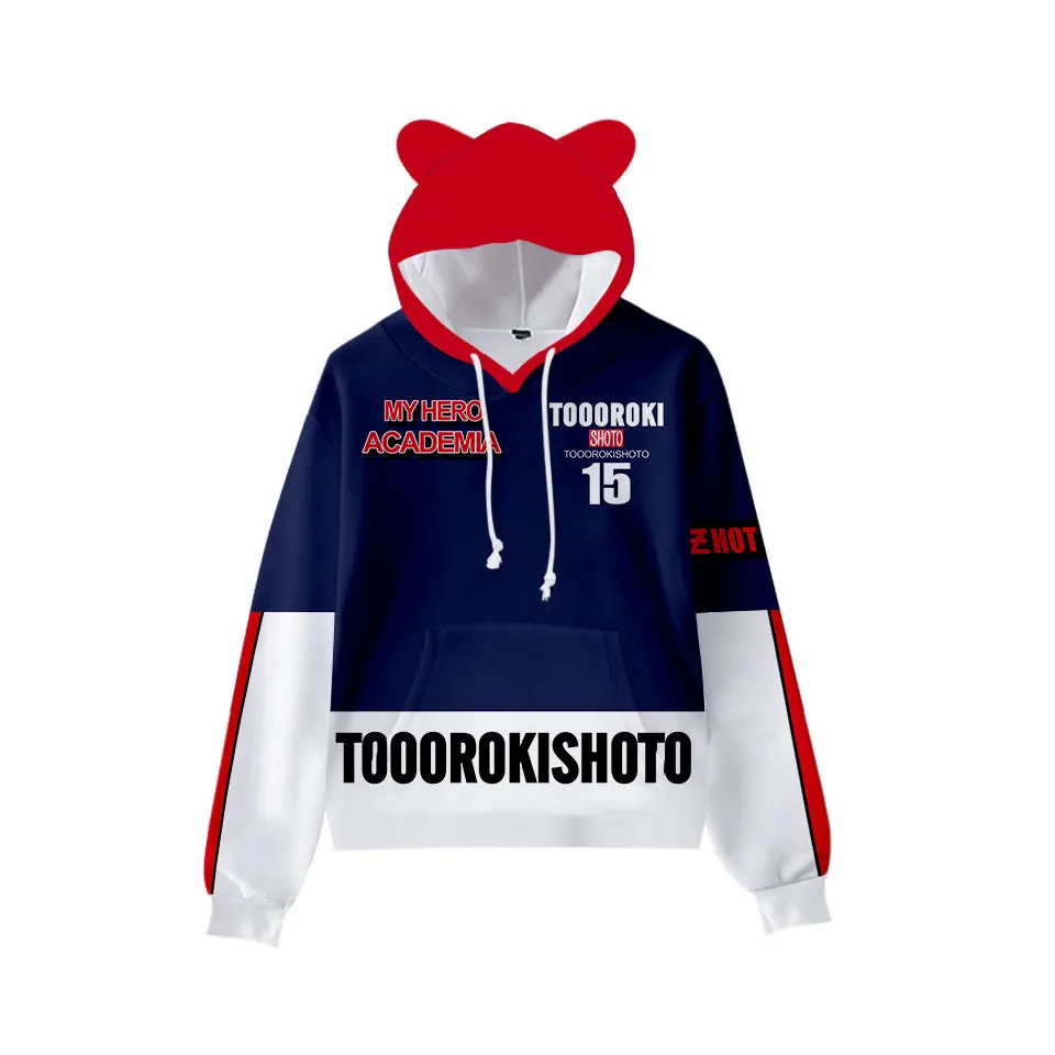 

Hip Hop Cat Ears 3D Hoodies Boys/Girls My Boku No Hero Academia Cosplay Sweatshirts Children Cute Cartoon Cat Ears Hooded Tops