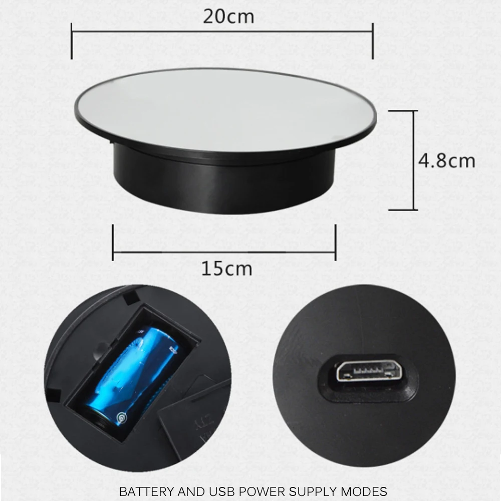 

Rotary Table Mirror Surface 360 Degree Rotary Display Stand Rotating Speed Turntable Jewelry Holder Electric Rotary Table