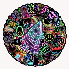 10/30/50/100PCS Cartoon Neon Light Graffiti Stickers DIY Car Phone Laptop Luggage Bike Guitar Cool Waterproof Sticker Kids Toys