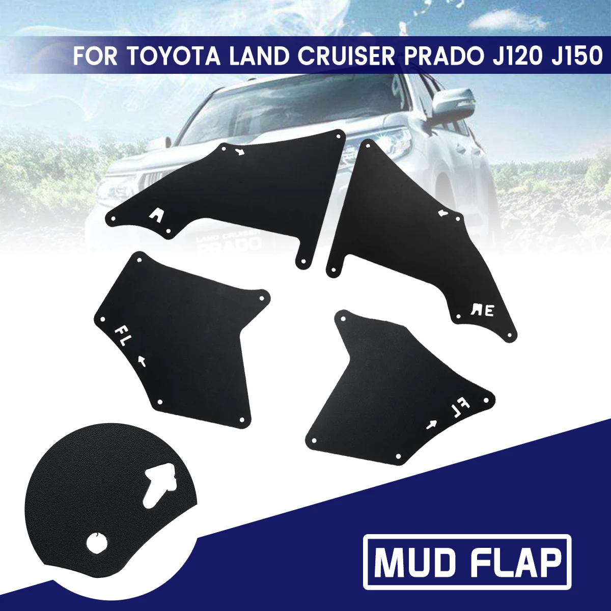 Передние и задние брызговики для Toyota Land Cruiser Prado 2003 2009|Грязезащита| |