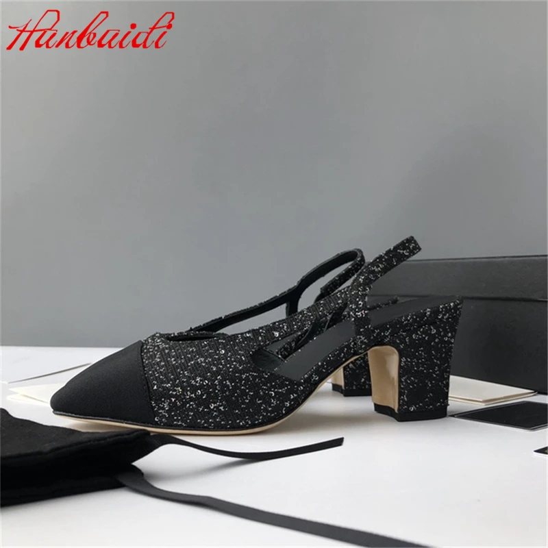 

Genuine Leather Women Pumps Sexy Chunky High Heels Women Party Dress Shoes Fashion Mixed Color Buklce Strap Women Summer Sandals