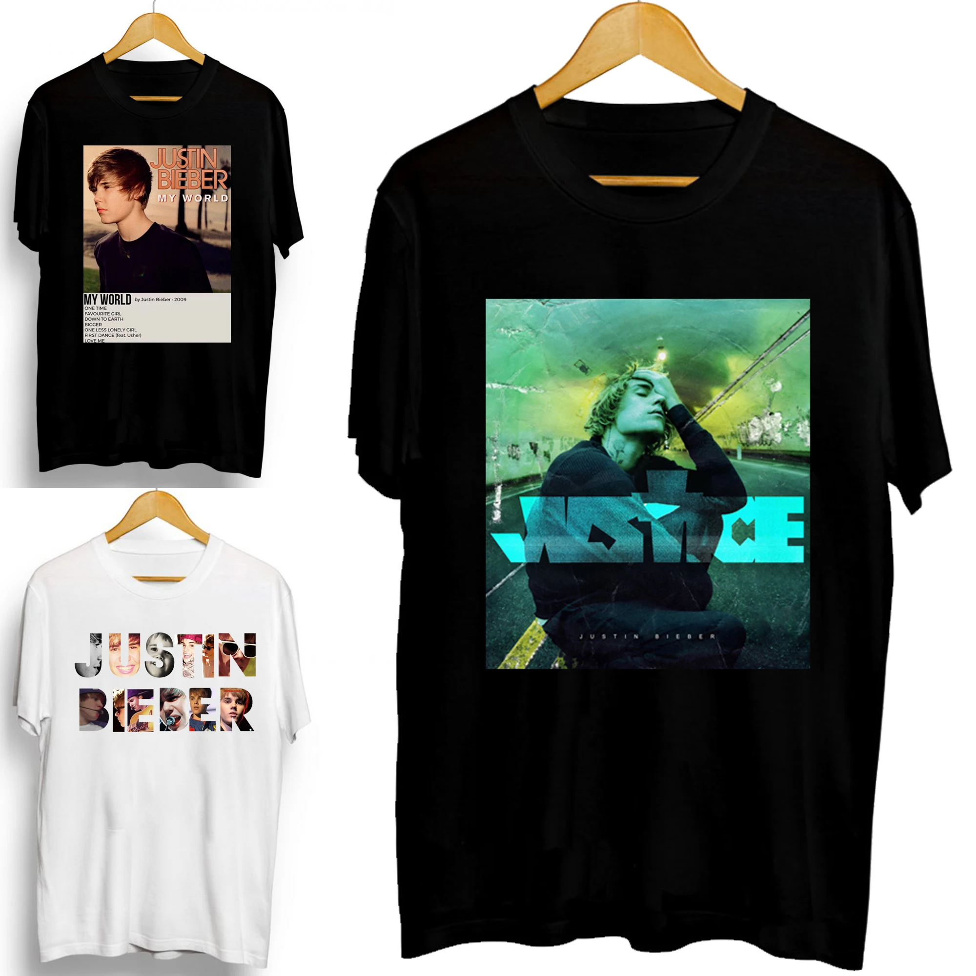 

Justin Bieber-Men's Poster Printed T-shirt O-Neck Short Sleeve Shirt Casual Streetwear Summer New
