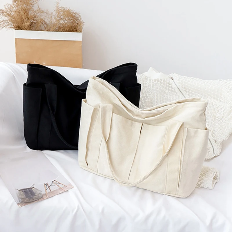 

Canvas Bag Leisure Large Capacity Shopping Bag Simple One Shoulder Big Bag Broadband Handbag