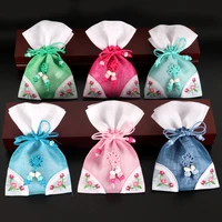 chinese knot embroidery small cloth jewelry pouch yam patchwork drawstring gift packaging bags empty sachet bag 10pcslot