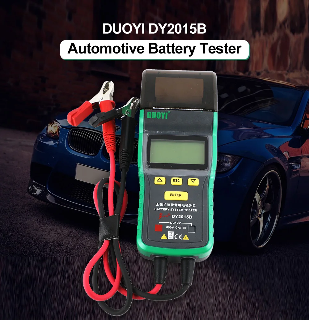 DUOYI DY2015B тестер автомобильной батареи er мощность автомобиля электронный нагрузочный Аккумулятор анализатор с принтером 12 в автомобильный измерительный тест ремонт