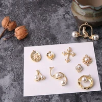 diy earrings accessories alloy pearl pendant cross birdcage ring earrings handmade material pendant