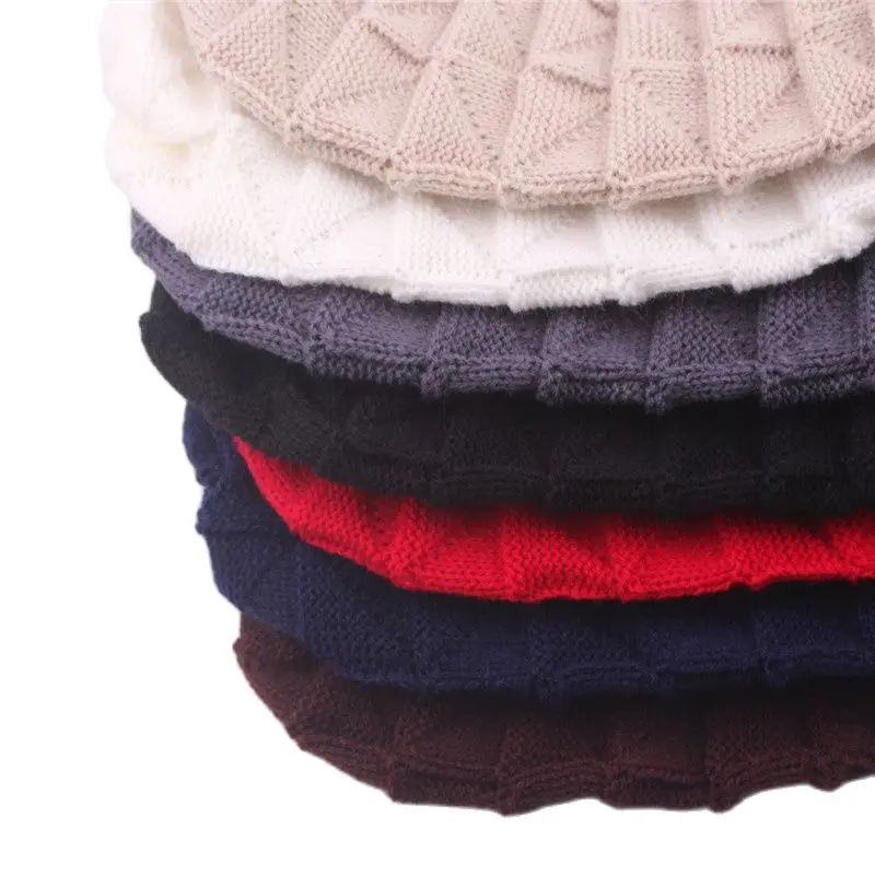 Зимние сложенные манжеты вязаная обертка головы шапки унисекс шапка женская