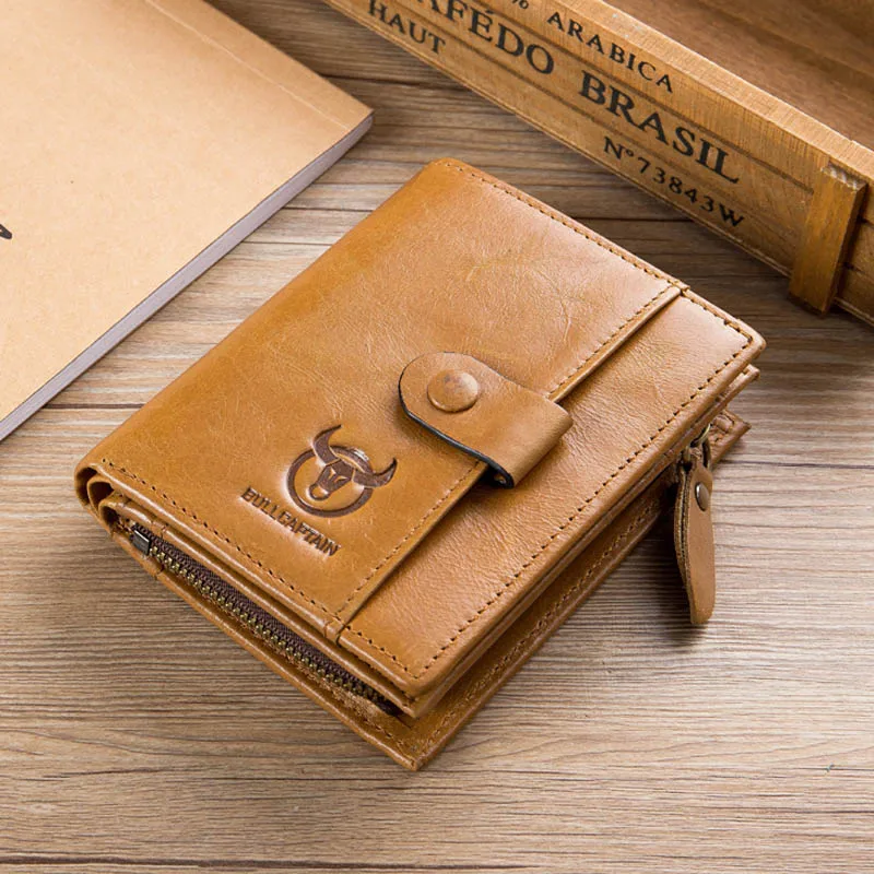Brown 038 V BULLCAPTAIN RFID мужской кожаный кошелек, мужской кошелек для монет на молнии, кошелек для карт, кошелек для монет, держатель, сумка для кредитных карт - Цвет: Brown 038 V