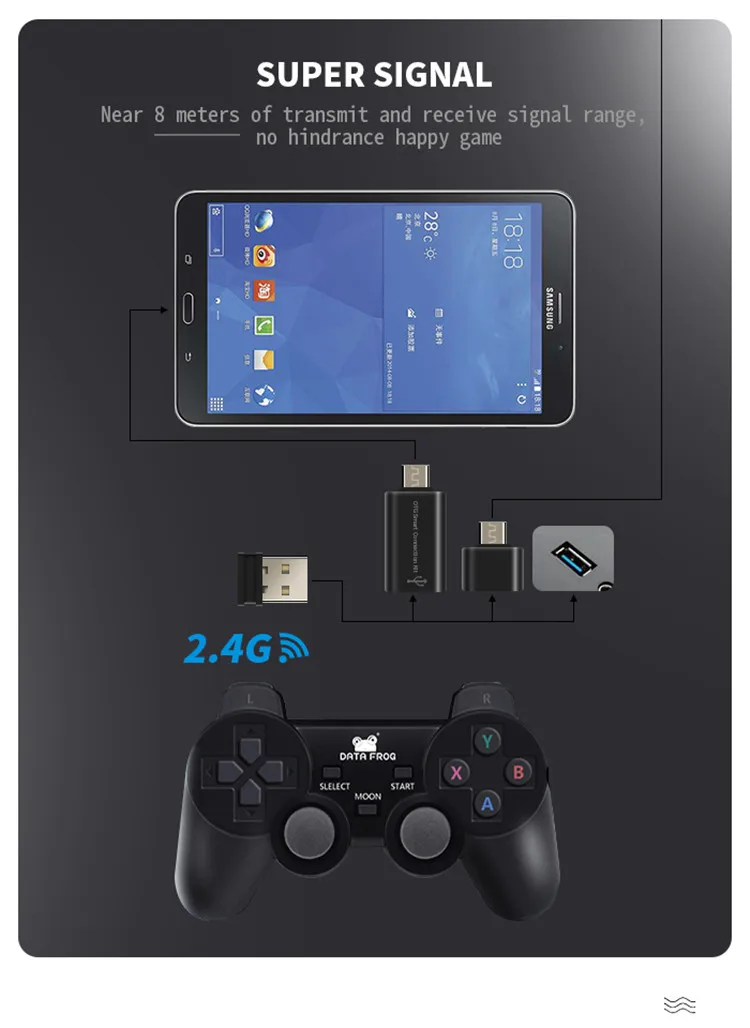 Данные лягушка 2,4G Android геймпад совместим с ПК Windows PS3 tv Box Android смартфон игровой джойстик