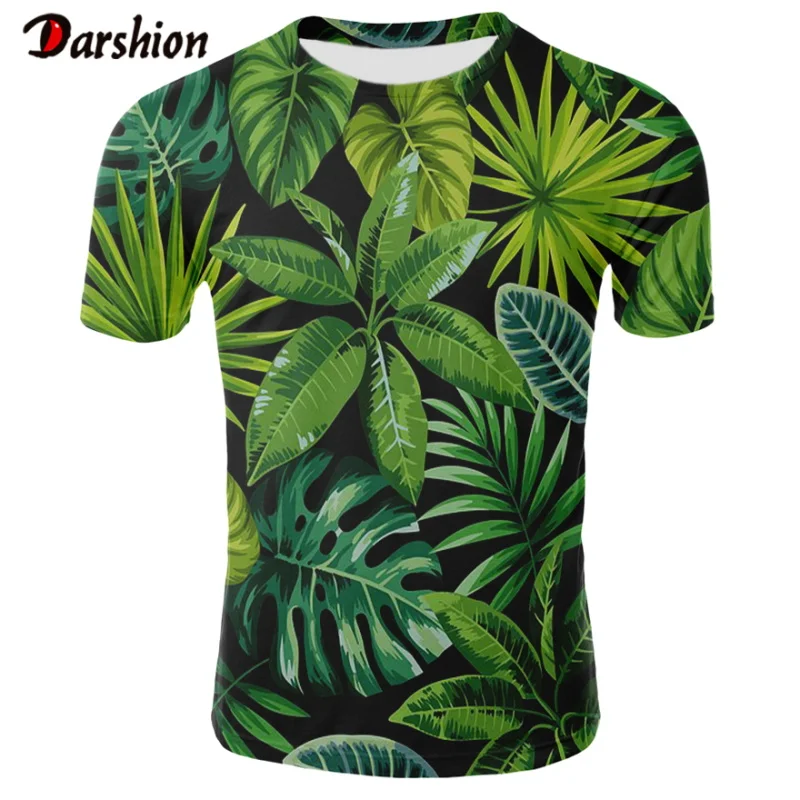 Футболка мужская с 3D принтом в виде банановых листьев повседневная Летняя