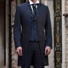 Мужские костюмы, классический двубортный Блейзер, Официальный деловой комплект из 3 предметов, смокинг для жениха на свадьбу, мужской пиджак + жилет + брюки