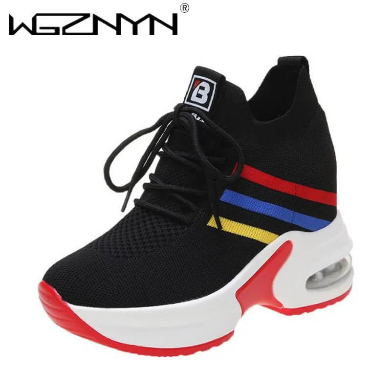 

Fashion Women's Casual Shoes Platform Sneakers Woman Breathable Air Cushion Outdoor Solid Heightening Footwear Chaussures Femme