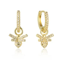 sipengjel fashion pave zircon bee pendant earrings romantic creative insect earrings for women jewelry party gift