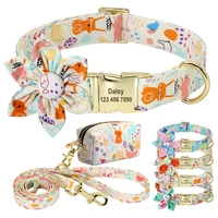 custom dog collar leash poop bag holder engraved name print small medium large pet collars lead rope treats bag portable for dog