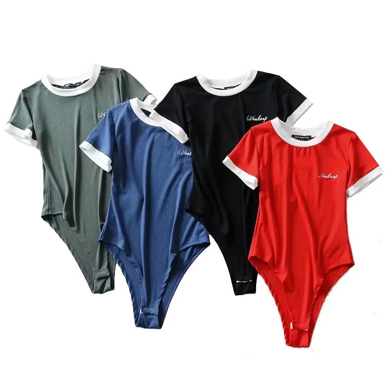 2020 Новый темпераментный цветной блок сочетающийся комбинезон футболка женская