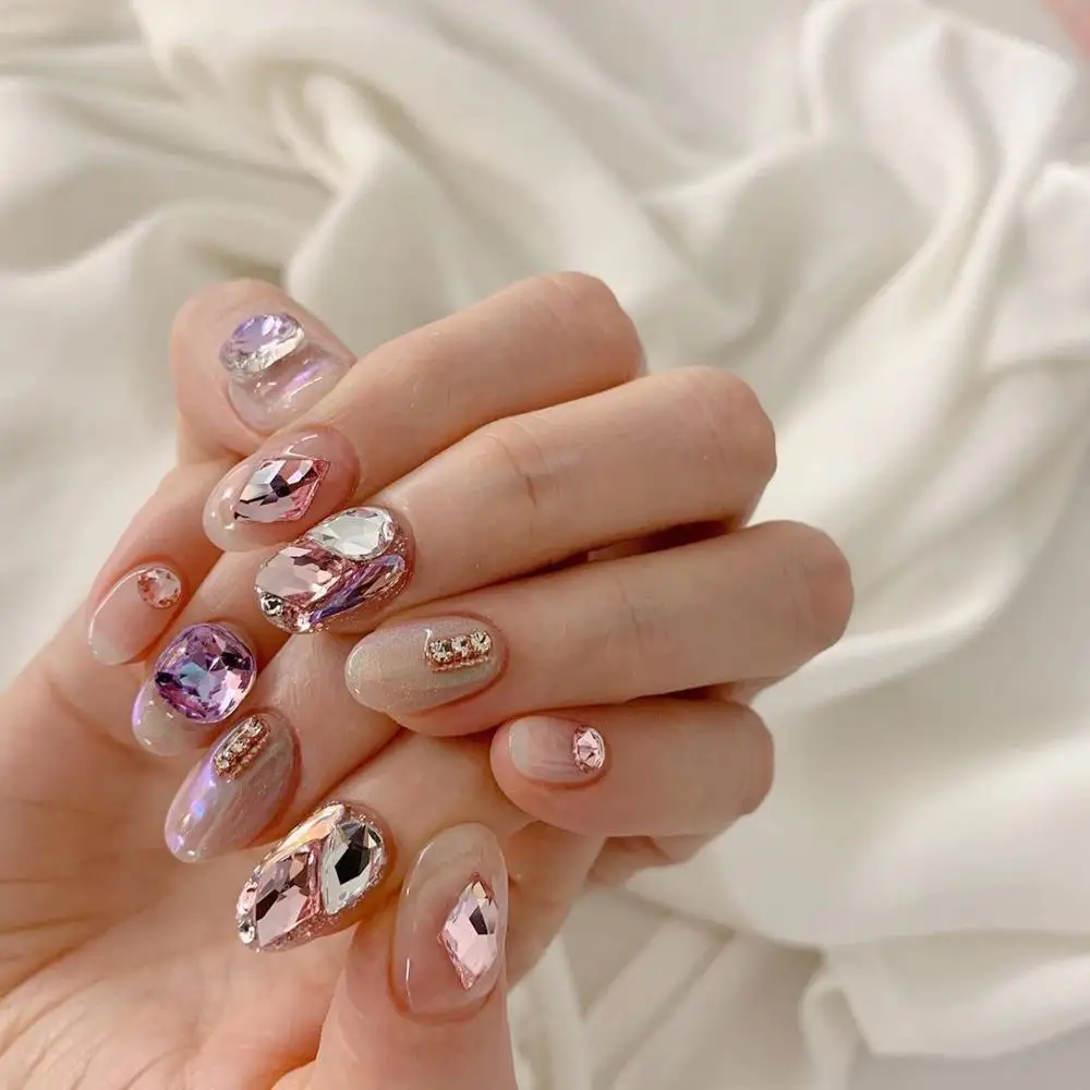 7x10 мм детали для ногтей стразы наклейка с плоской задней стороной ногтевого