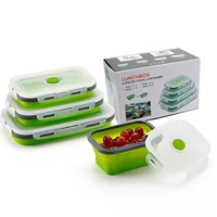 food storage containers silicone lunch boxes 4 packs collapsible reusable bpa free and microwave safe box for kitchen fruit box