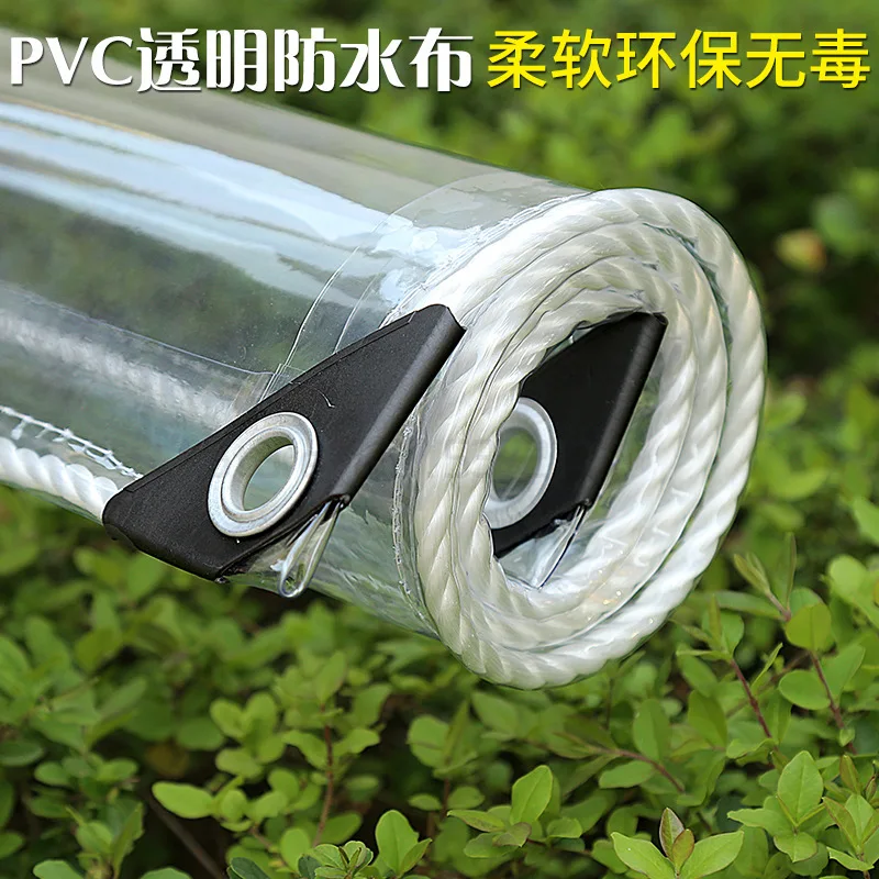 

Waterproof Transparent PVC Tarpaulin With Eyelets Weatherproof Foldable 0.35mm Rain Cover Garden Furniture Plants Greenhouse Pet