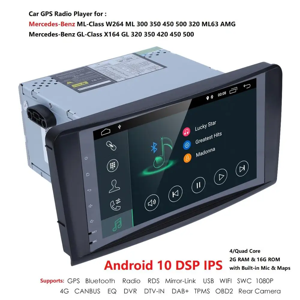 Android10 2 DIN PX5 автомобильный радиоплеер для Benz ML W164 GL X164 ML300 350 450 500 GL350 550