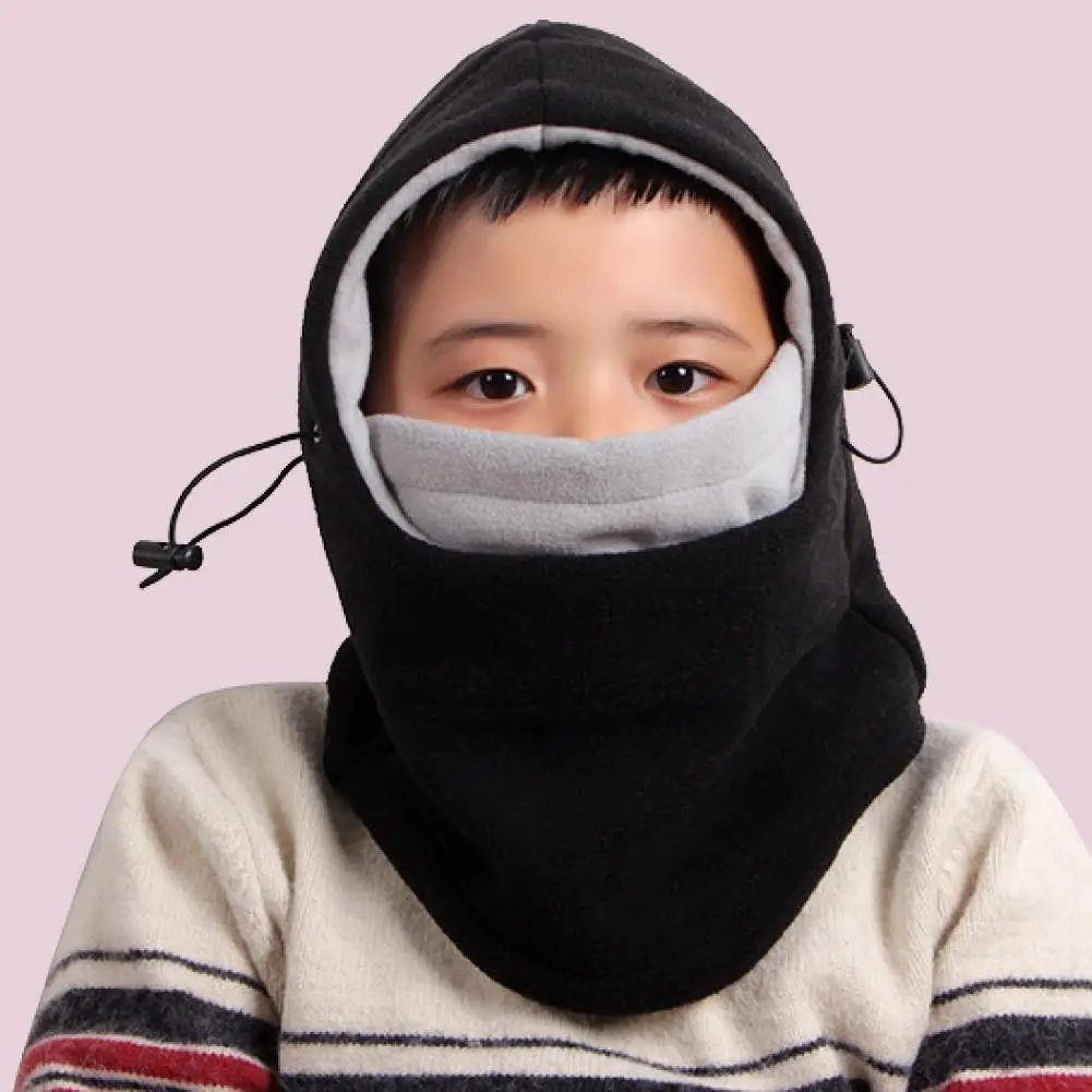 

3-12 Years Kids Hat Stylish Drawstring Full Face Cap Autumn Winter Kids Cap