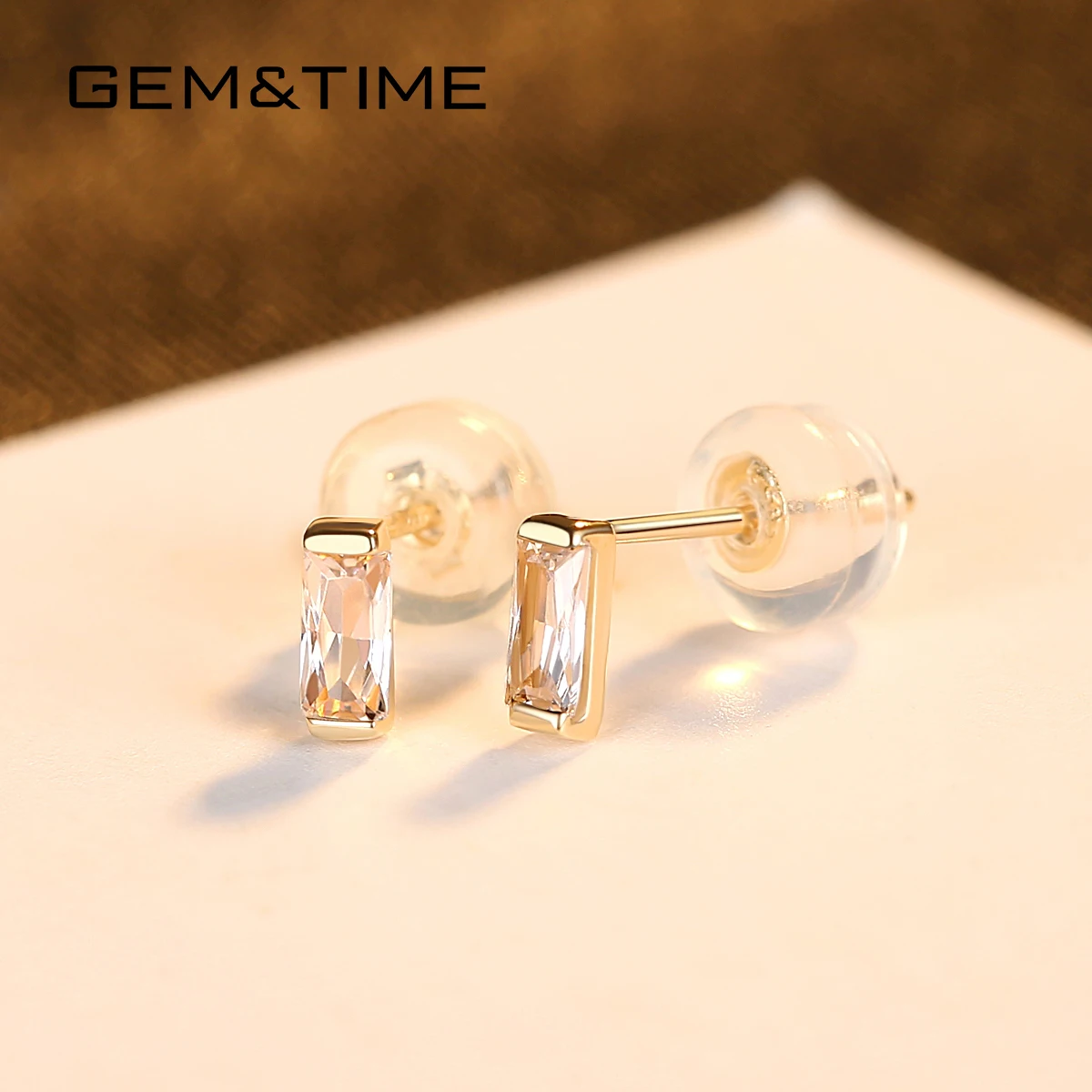 Gem& Time, роскошные ювелирные изделия из чистого золота, 14 к, золотые серьги-гвоздики для женщин, хорошее ювелирное изделие, Joyas De Oro Pur Brincos Femme Au585, подарок E14134