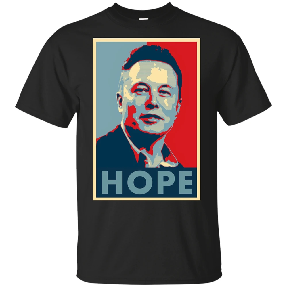 Футболка с постером Elon Musk 'hope ' черно-темно-синяя короткая мужская и женская