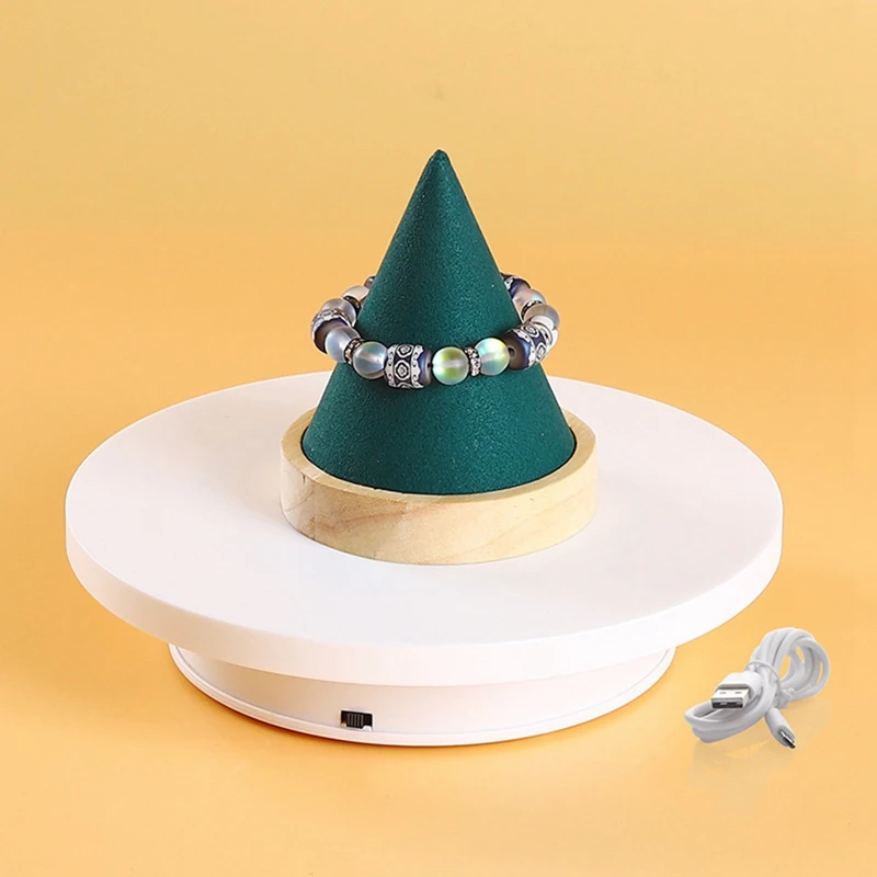 

Automatic Electric Rotating Disk Live Earring Bracelet Holder Watch Photography Props Holding Jewelry Display Stand