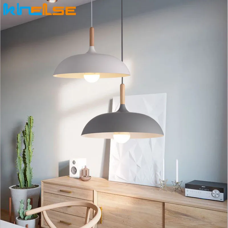 Современный Лофт минималистичный подвесной светильник деревянный и алюминиевый