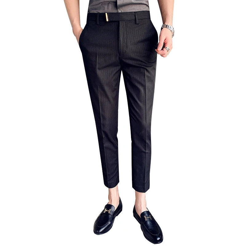 

Business Summer Striped Dress Pants Menwedding Formal Pants Streetwear Casual Office Social Trousers Men Casual Slim Pants