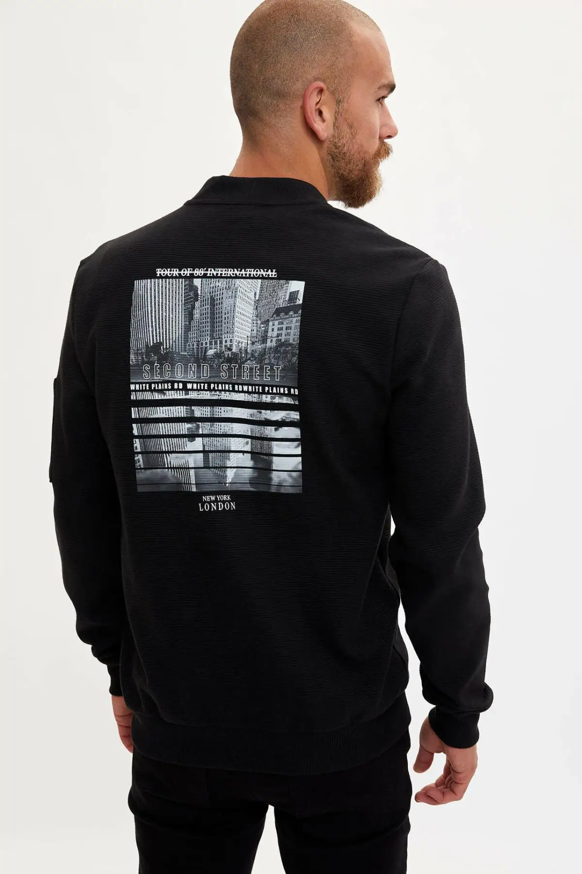 DeFacto Мужская модная однотонная куртка на молнии мужская повседневная