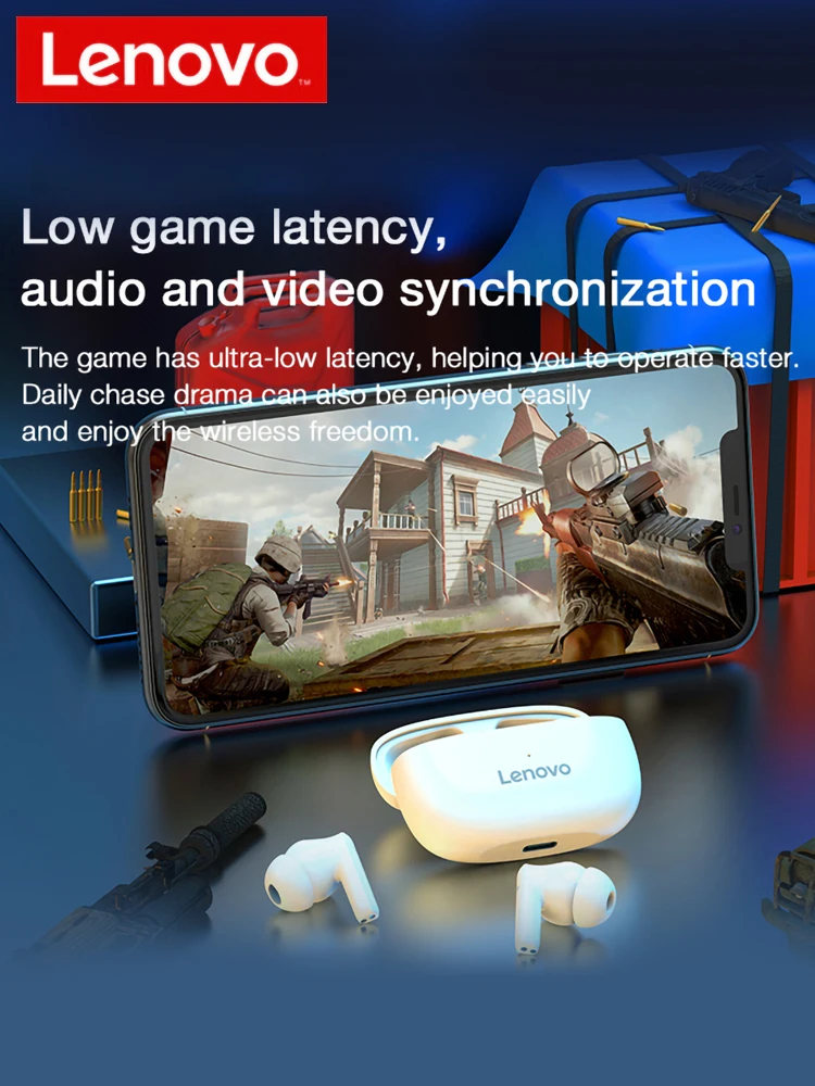 Беспроводные Bluetooth наушники Lenovo HT05 TWS спортивные стереогарнитура с микрофоном и