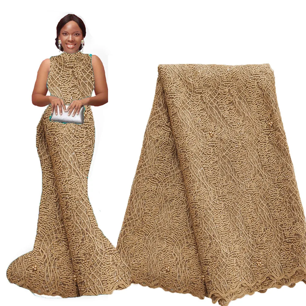 Элегантная фиолетовая Золотая оптовая продажа нигерийских кружевных тканей для