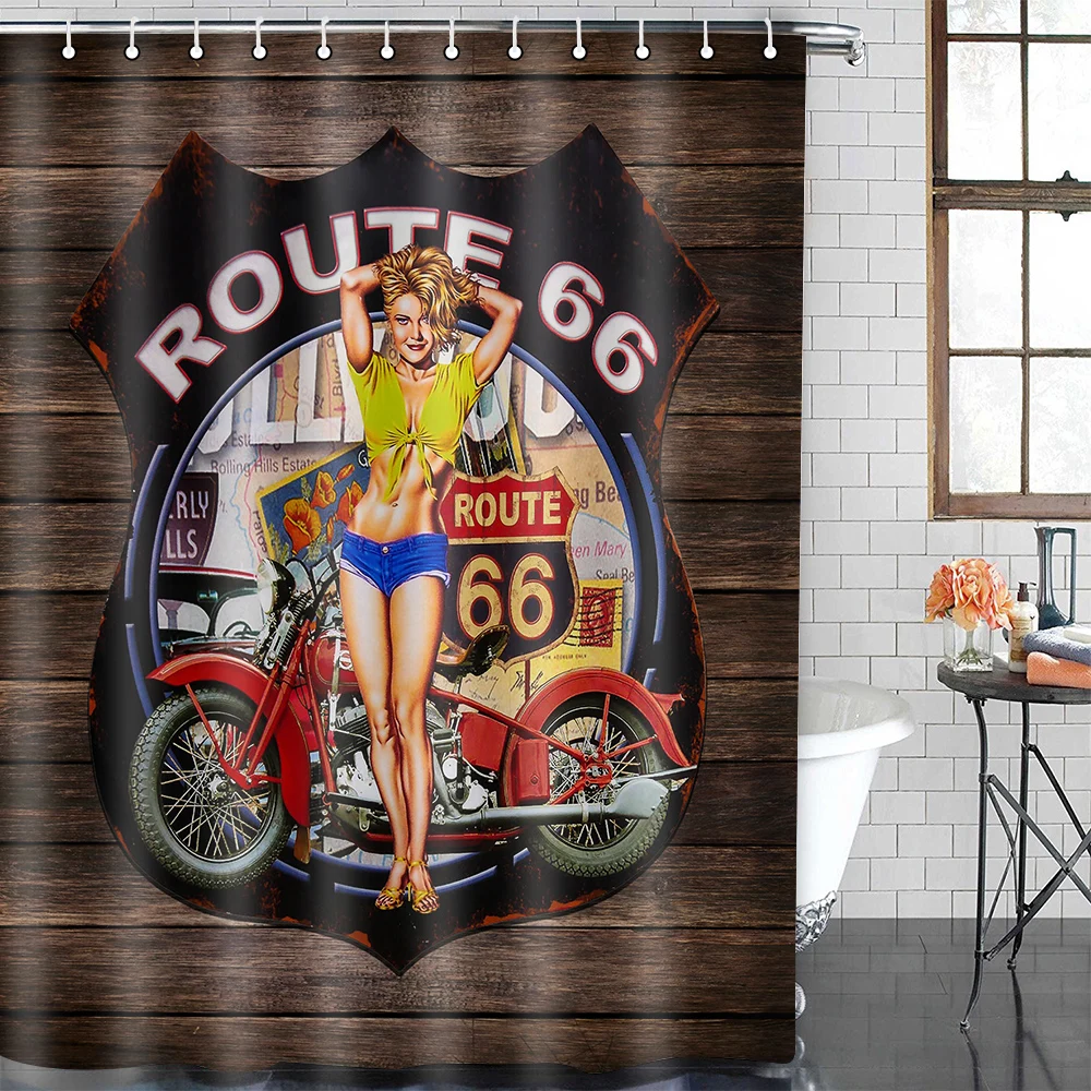 mtmety american 66 route shower curtain bathroom waterproof shower curtains sexy girl curtains in the bathroom bath screens free global shipping