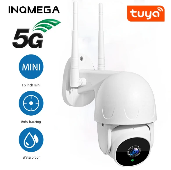 Умная IP-камера INQMEGA 5G TUYA, 1080P HD PTZ, наружная камера видеонаблюдения с автоматическим отслеживанием, Поддержка Google Home Alexa - изображение