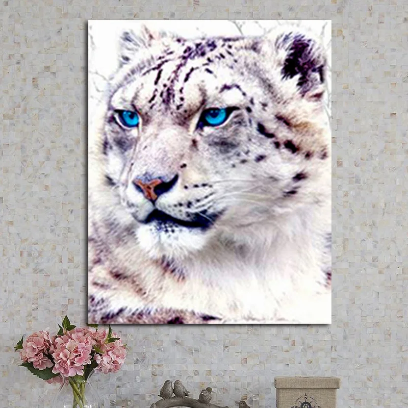 DIY colorings pictures by numbers with tiger picture drawing Relief painting framed Home | Дом и сад
