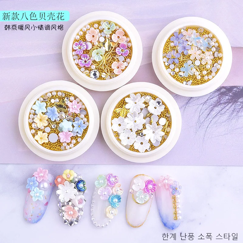 Nail Art Deco 8 корпус из смешанного пластика цветы ювелирные изделия чистый красный