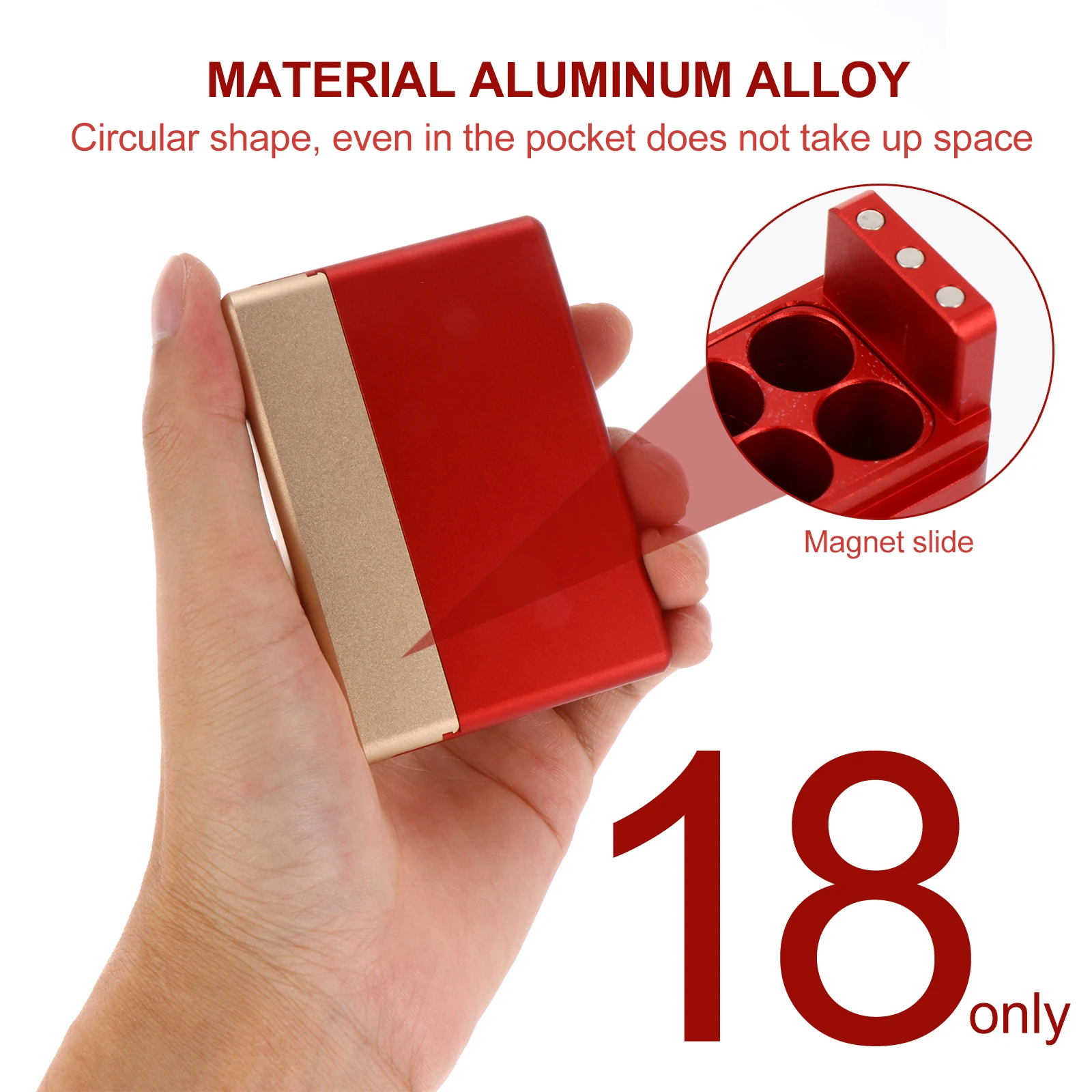 

1pc Aluminum Alloy Sliding-lid Cigarette Case Cigarette Box Cigarette Holder