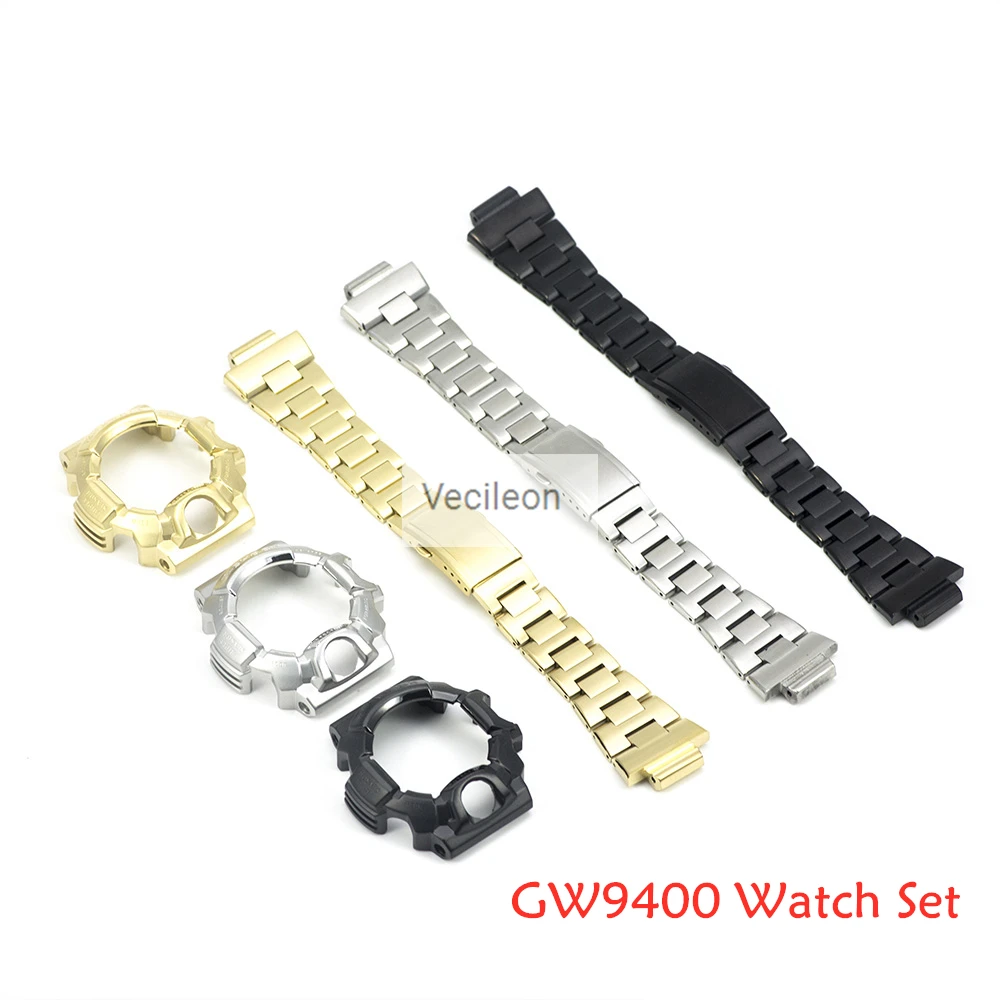 Черный Камуфляжный ремешок для часов металлический корпус/чехол из нержавеющей